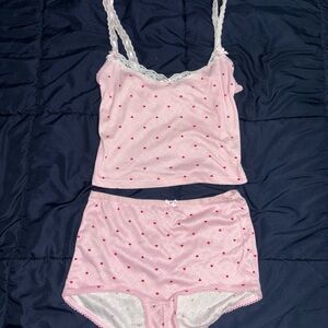 Urban Planet Pink and White Pajama Set